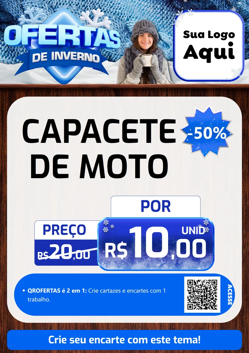 Modelo de Cartaz para Cartaz A4 Vertical com o tema Ofertas de Inverno para Moto peças