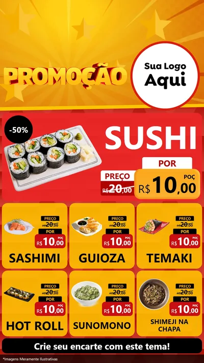 Modelo de Rede Social para Stories com o tema Promoção para Comida japonesa