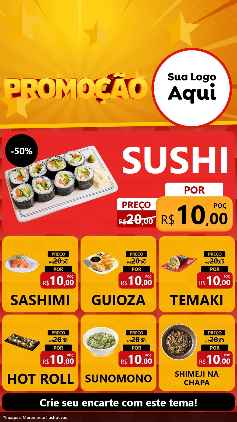 Modelo de Rede Social para Stories com o tema Promoção para Comida japonesa