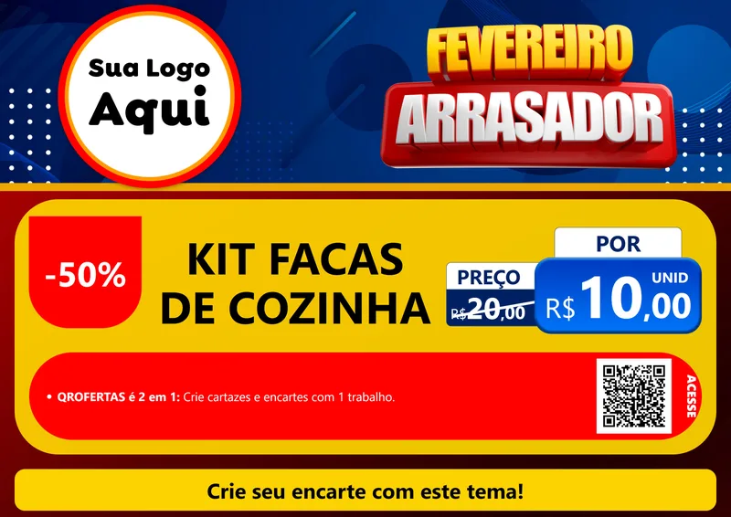 Modelo de Cartaz para Cartaz A4 Horizontal com o tema Fevereiro Arrasador para Utilidades Domésticas