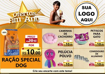 Modelo de Encarte para Encarte A4 Horizontal com o tema Ofertas Fim de Ano para Pet Shop
