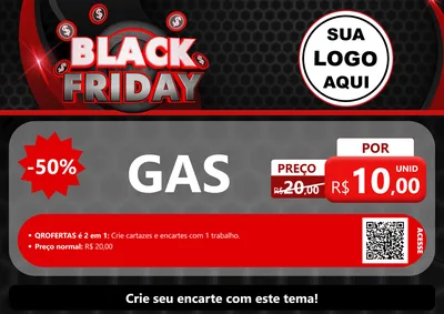 Modelo de Cartaz para Cartaz A4 Horizontal com o tema Black Friday para Água e gás