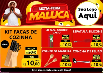 Modelo de Encarte para Encarte A4 Horizontal com o tema Sexta-feira Maluca para Utilidades Domésticas
