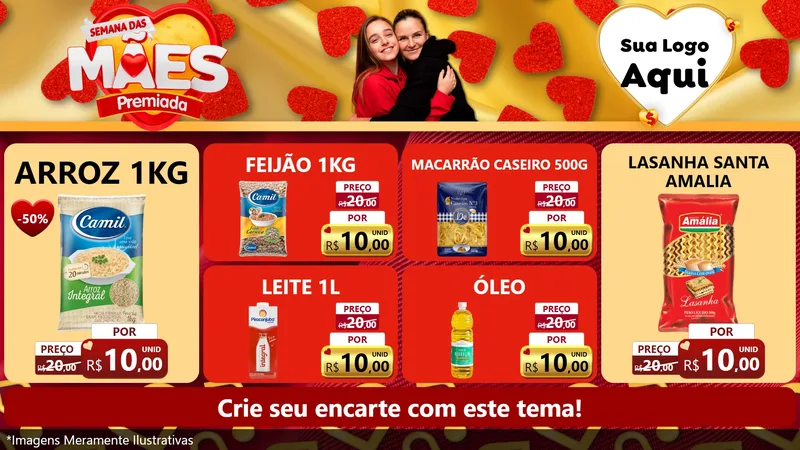 Modelo de TV para TV Horizontal com o tema Semana das Mães Premiada para Supermercado