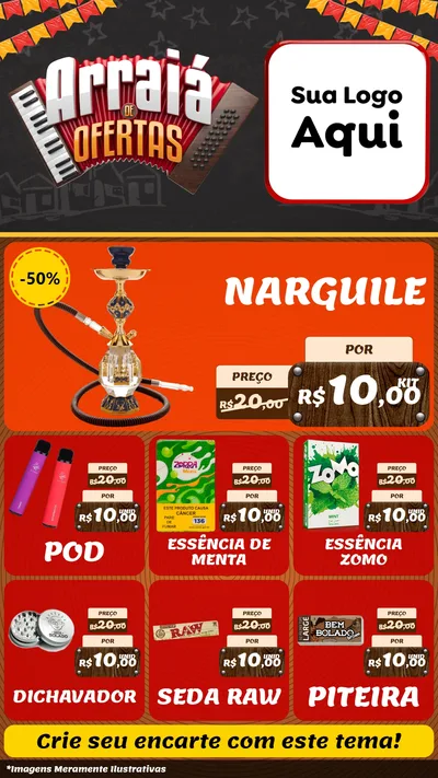 Modelo de Rede Social para Stories com o tema Arraiá de Ofertas - Junina para Tabacaria