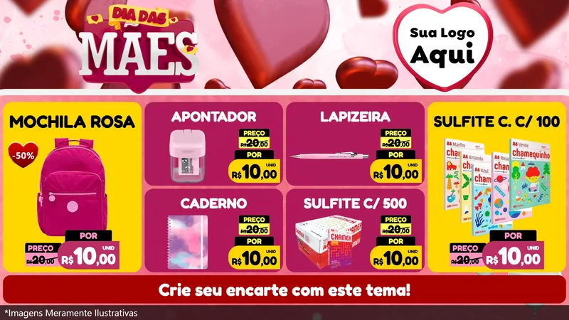 Modelo de TV para TV Horizontal com o tema Dia Das Mães para Papelaria