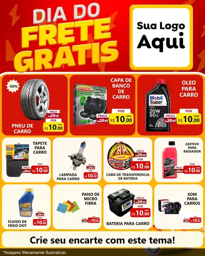 Modelo de Rede Social para Feed Instagram com o tema Dia do Frete Grátis para Auto peças