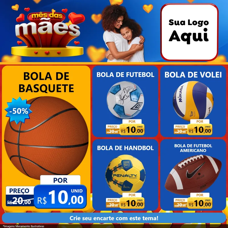 Modelo de Rede Social para Feed Facebook com o tema Mês das Mães para Artigos Esportivos