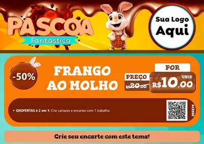 Modelo de Cartaz para Cartaz A4 Horizontal com o tema Páscoa Fantástica para Restaurante