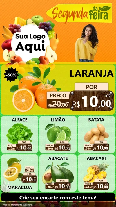 Modelo de Rede Social para Stories com o tema Segunda da Feira para Hortifrúti