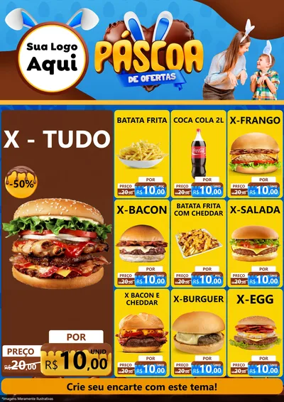 Modelo de Encarte para Encarte A4 Vertical com o tema Páscoa de Ofertas para Hamburgueria