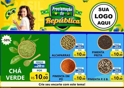 Modelo de Encarte para Encarte A4 Horizontal com o tema Proclamação da República para Produtos Naturais