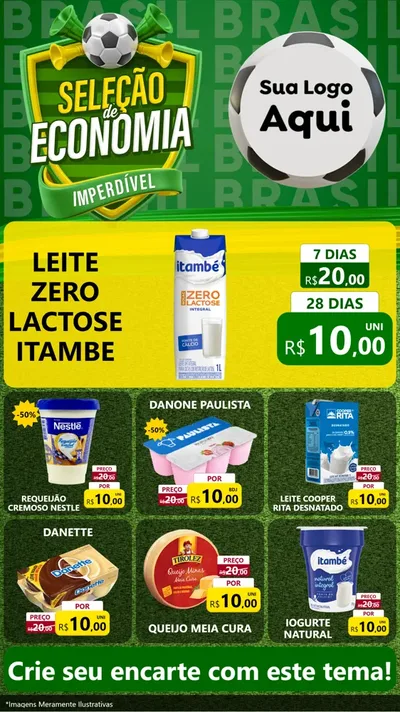 Modelo de Rede Social para Stories com o tema Seleção de Economia - Copa para Frios e Laticínios