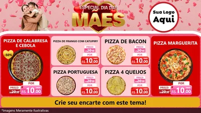 Modelo de TV para TV Horizontal com o tema Especial Dia Das Mães para Pizzaria