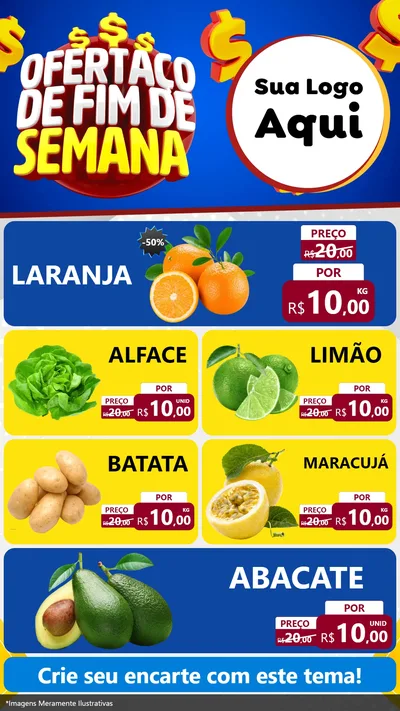 Modelo de TV para TV Vertical com o tema Ofertaço de Fim de Semana para Hortifrúti