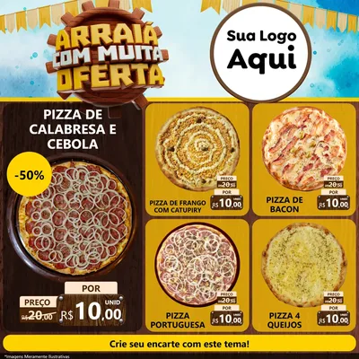 Modelo de Rede Social para Feed Facebook com o tema Ofertas de São João - Junina para Pizzaria