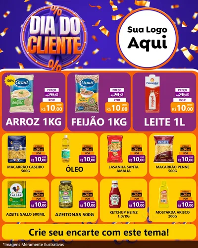 Modelo de Rede Social para Feed Instagram com o tema Dia do Cliente para Supermercado