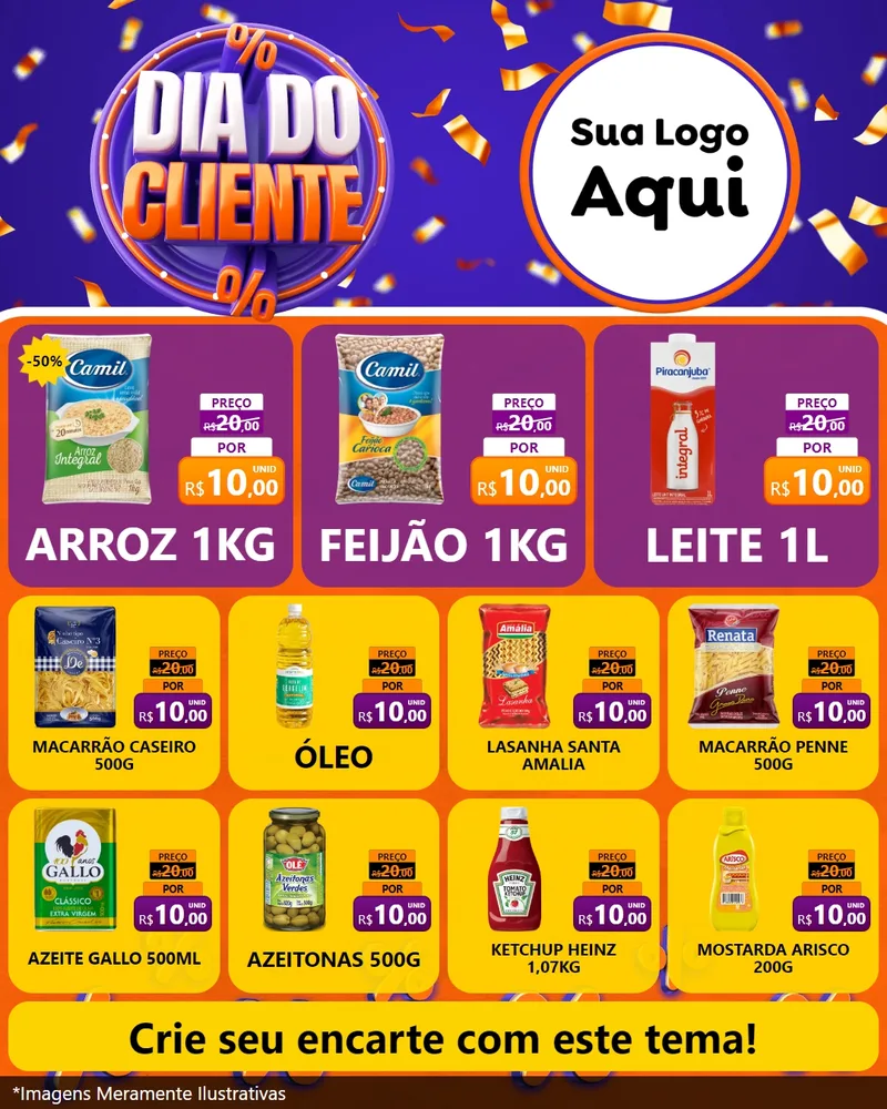 Modelo de Rede Social para Feed Instagram com o tema Dia do Cliente para Supermercado
