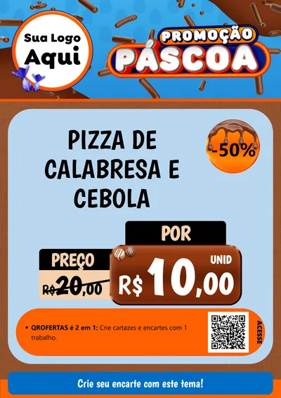 Modelo de Cartaz para Cartaz A4 Vertical com o tema Promoção Páscoa para Pizzaria