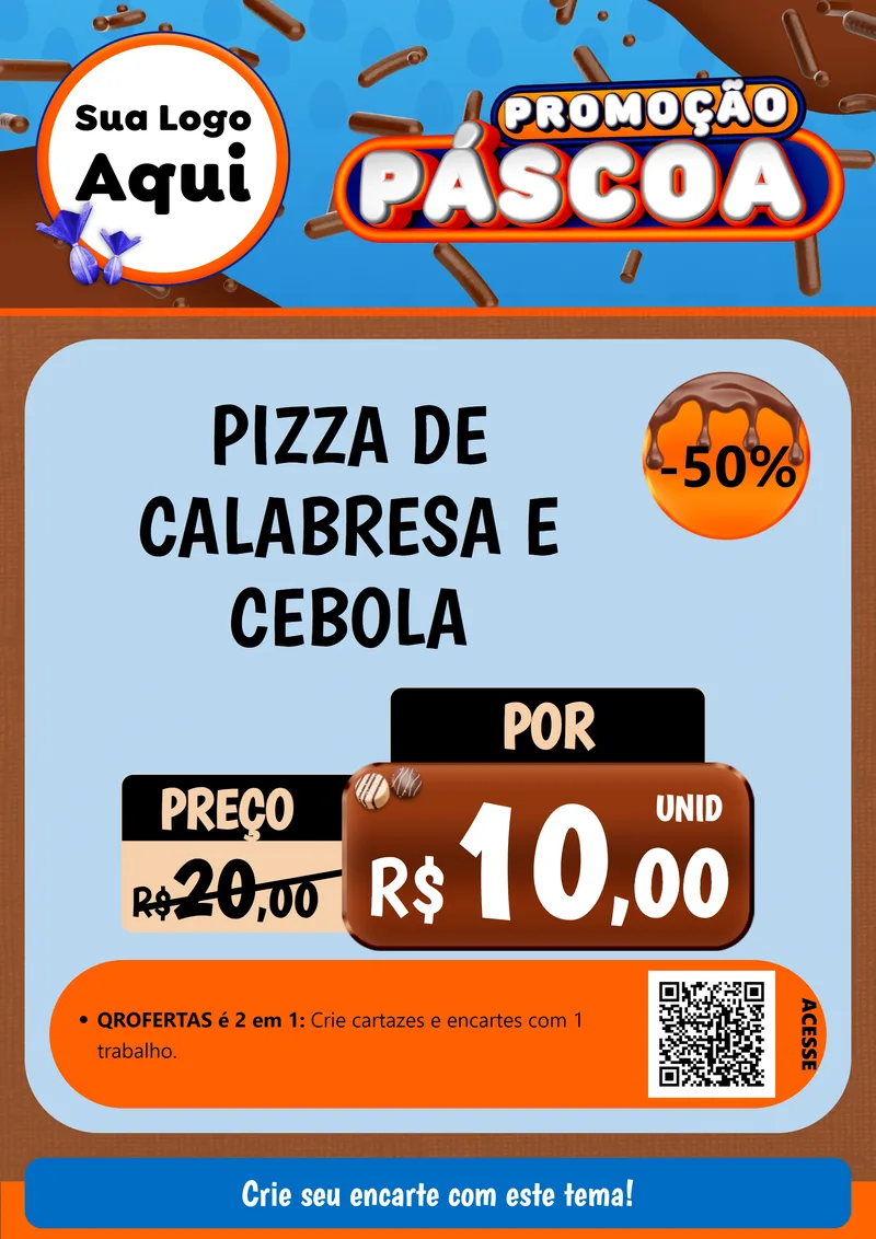 Modelo de Cartaz para Cartaz A4 Vertical com o tema Promoção Páscoa para Pizzaria