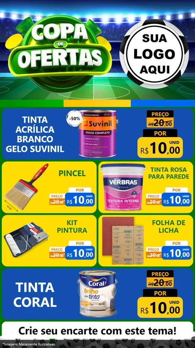 Modelo de TV para TV Vertical com o tema Copa de Ofertas para Tintas e Ferramentas