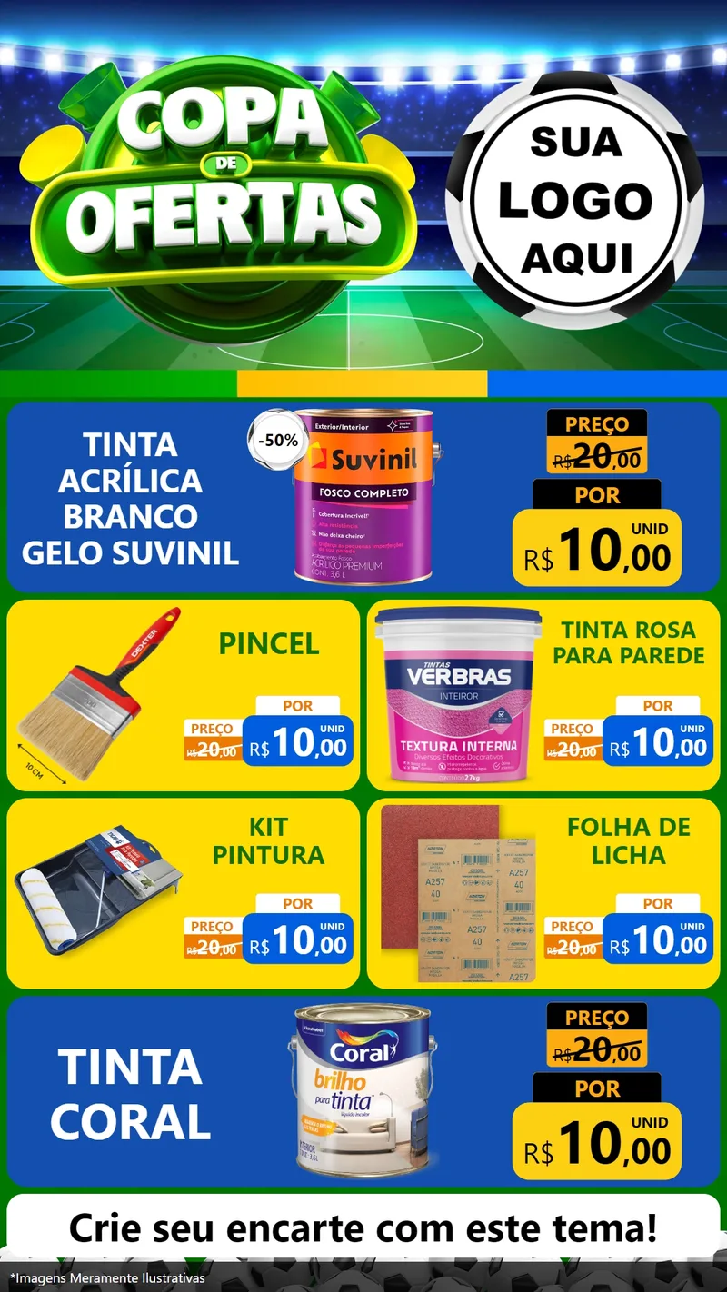 Modelo de TV para TV Vertical com o tema Copa de Ofertas para Tintas e Ferramentas