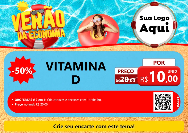 Modelo de Cartaz para Cartaz A4 Horizontal com o tema Verão da Economia para Farmácia