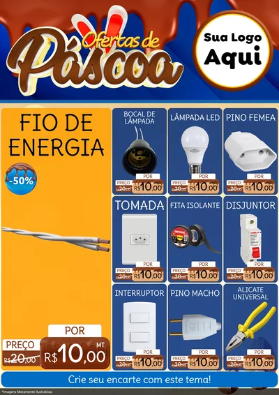 Modelo de Encarte para Encarte A4 Vertical com o tema Ofertas de Páscoa para Materiais Elétricos