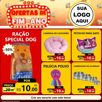 Modelo de Rede Social para Feed Facebook com o tema Ofertas de Fim de Ano para Pet Shop