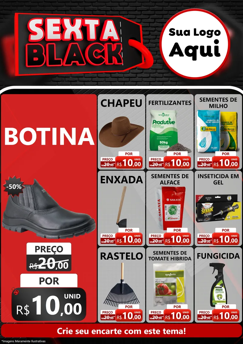 Modelo de Encarte para Encarte A4 Vertical com o tema Sexta Black para Agropecuária