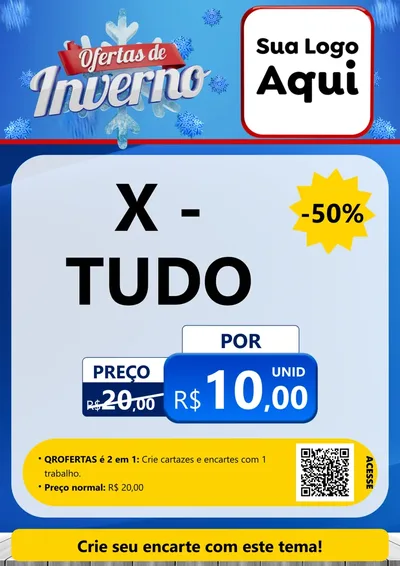 Modelo de Cartaz para Cartaz A4 Vertical com o tema Ofertas de Inverno para Hamburgueria