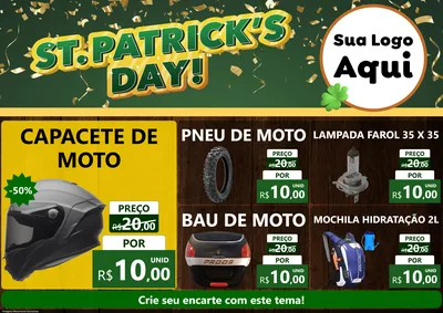 Modelo de Encarte para Encarte A4 Horizontal com o tema St Patriks Day para Moto peças