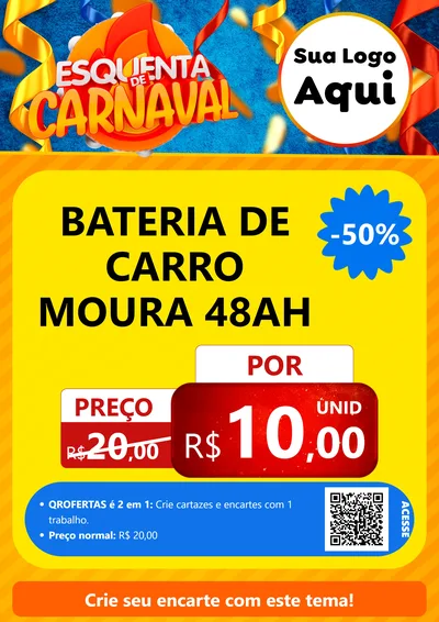 Modelo de Cartaz para Cartaz A4 Vertical com o tema Esquenta de Carnaval para Baterias Elétricas