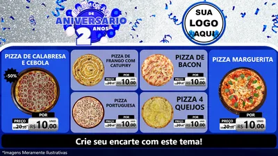 Modelo de TV para TV Horizontal com o tema Promoção de Aniversário - 2 Anos para Pizzaria