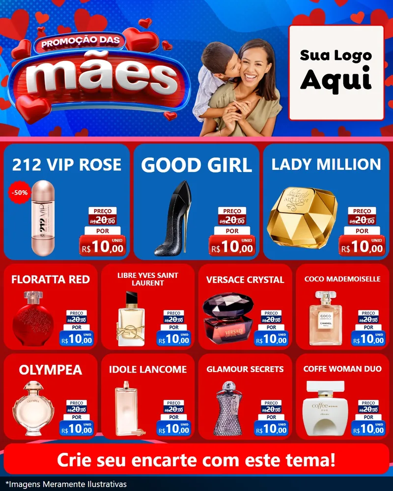 Modelo de Rede Social para Feed Instagram com o tema Promoção das Mães para Perfumes