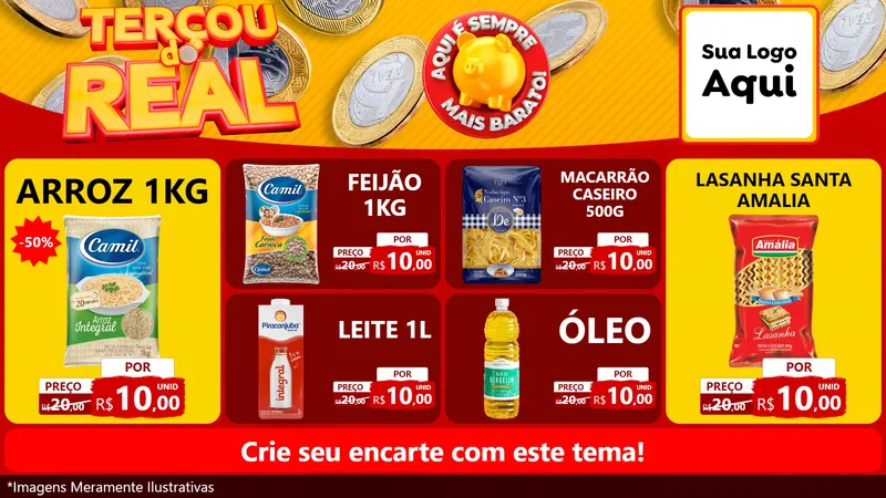 Modelo de TV para TV Horizontal com o tema Terçou do Real para Supermercado