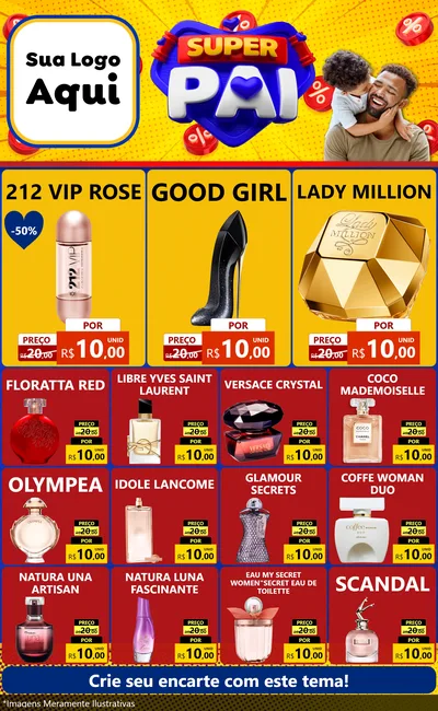 Modelo de Encarte para Encarte Grande com o tema Super Pai para Perfumes