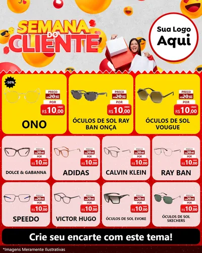 Modelo de Rede Social para Feed Instagram com o tema Semana do Cliente para Óticas