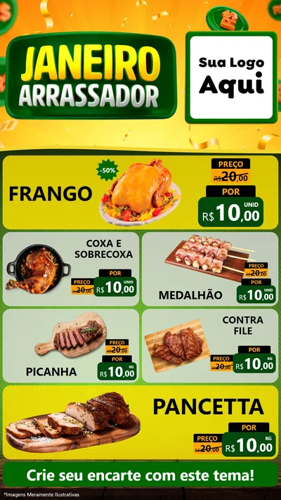 Modelo de TV para TV Vertical com o tema Janeiro Arrasador para Assados