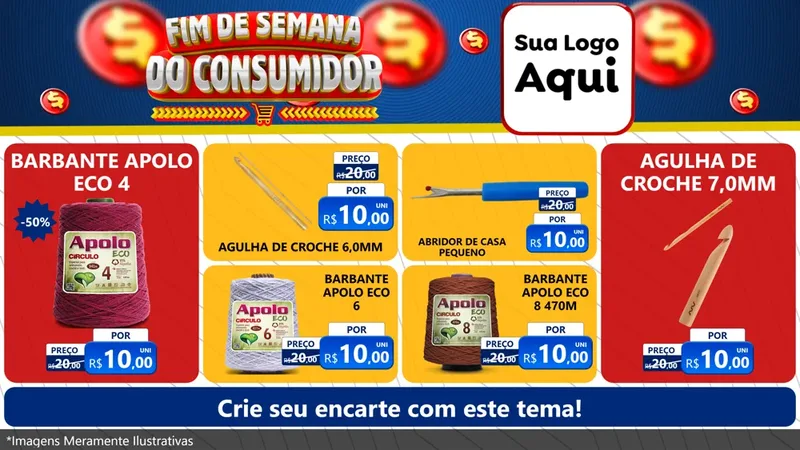 Modelo de TV para TV Horizontal com o tema Fim de Semana do Consumidor para Armarinho e Aviamentos