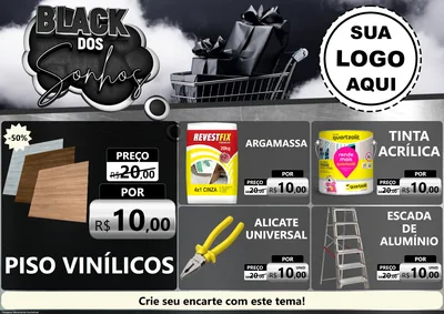 Modelo de Encarte para Encarte A4 Horizontal com o tema Black dos Sonhos para Material para Construção