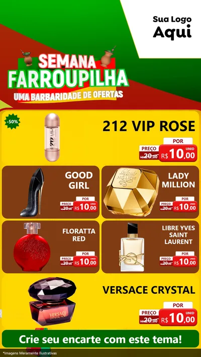Modelo de TV para TV Vertical com o tema Semana Farroupilha - Uma Barbaridade de Ofertas para Perfumes