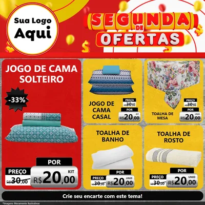 Modelo de Rede Social para Feed Facebook com o tema Segunda de Ofertas para Cama, Mesa e Banho