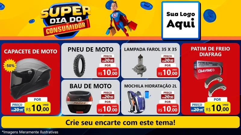 Modelo de TV para TV Horizontal com o tema Super Dia do Consumidor para Moto peças