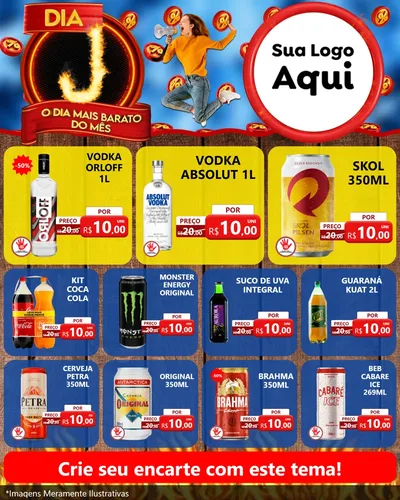 Modelo de Rede Social para Feed Instagram com o tema Dia J - O Dia Mais Barato Do Mês para Distribuidora de bebidas