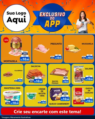 Modelo de Rede Social para Feed Instagram com o tema Exclusivo do Aplicativo para Frios e Laticínios