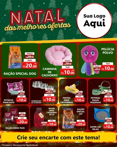 Modelo de Rede Social para Feed Instagram com o tema Natal das Melhores Ofertas para Pet Shop