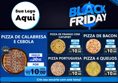 Modelo de Encarte para Encarte A4 Horizontal com o tema Black Friday para Pizzaria