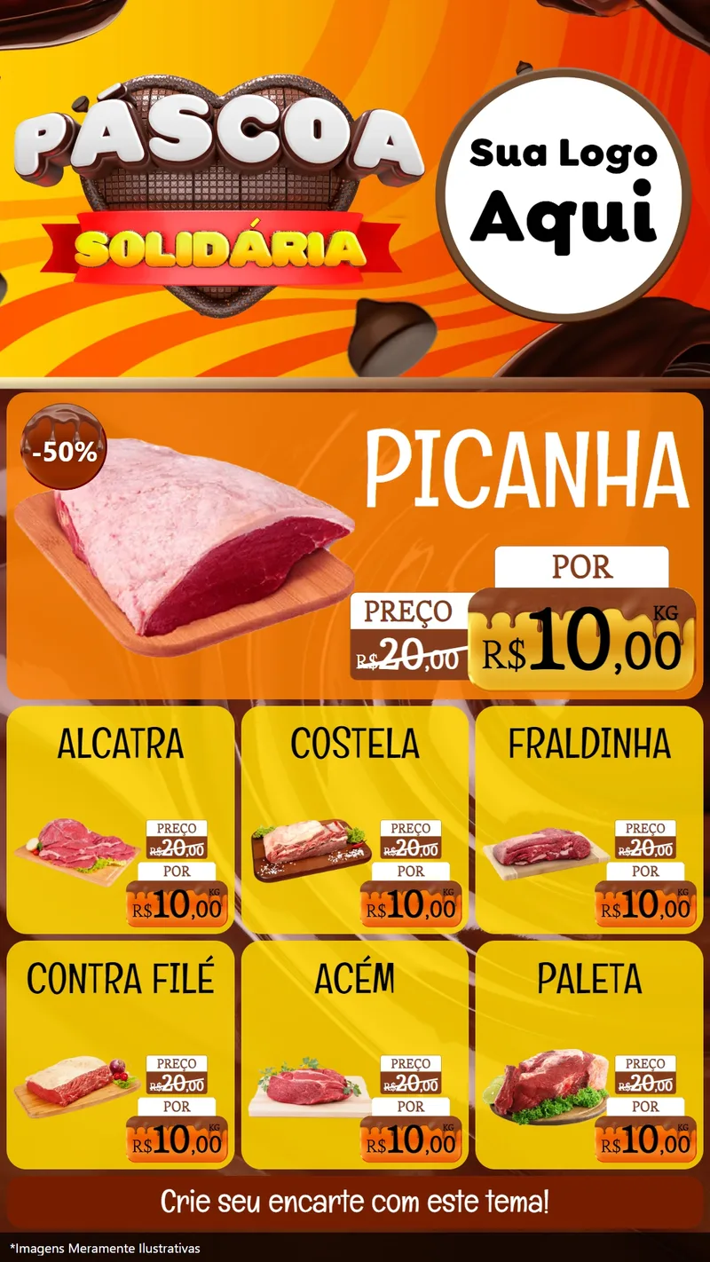Modelo de Rede Social para Stories com o tema Páscoa Solidária para Açougue