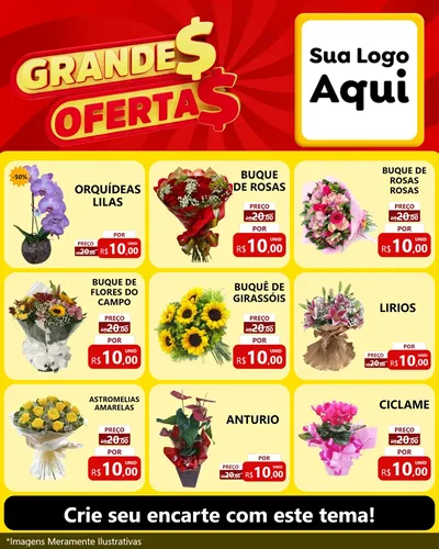Modelo de Rede Social para Feed Instagram com o tema Grandes Ofertas para Floricultura e jardim